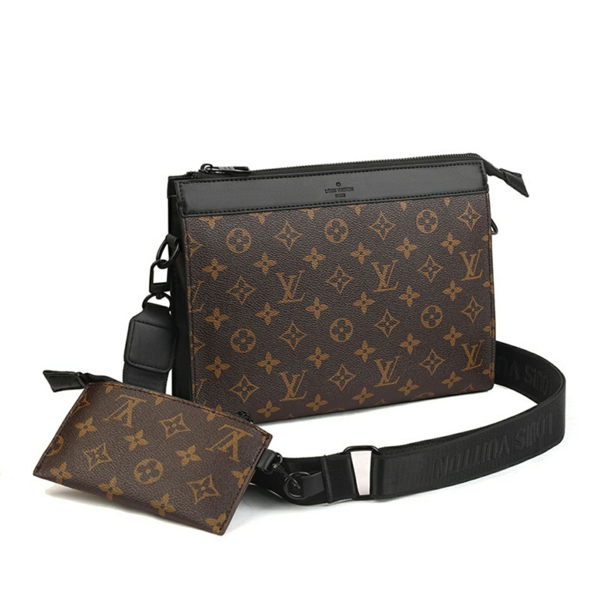 Louis Vuitton en toile Monogram Macassar avec des détails en cuir noir